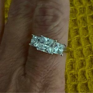 Princess-Cut Three-Stone sterling silver Ring